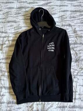 Anti Social Social Club Mind Games Zip Up Hoodie Black Size M